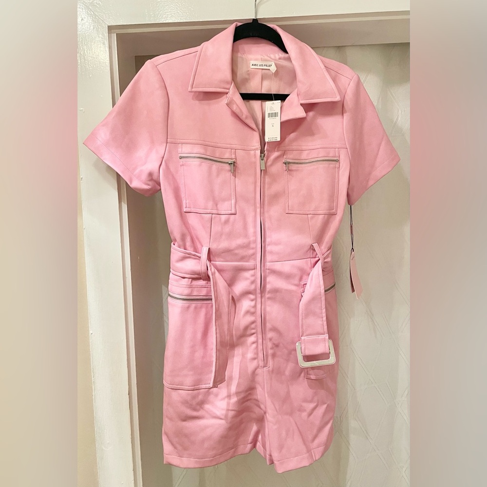 Avec Les Filles Pink Vegan Leather Romper - Picture 5 of 8